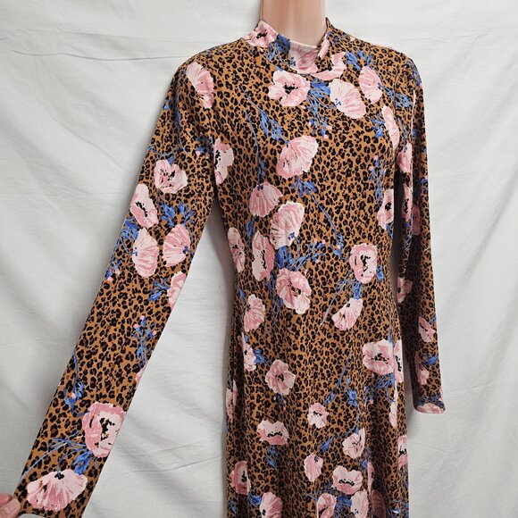 Free People Animal Print Floral Maxi Dress Women Size S Long Sleeve - Picture 8 of 15